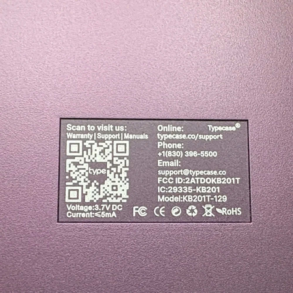 Type Z Metallic Purple Bluetooth Keyboard Case with Trackpad